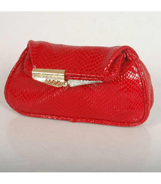 Fendi Mini Border Clutch Bag Red Snake Veins