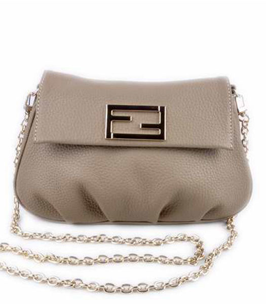 Fendi Mini Pouch Khaki Calfskin Leather Handbag