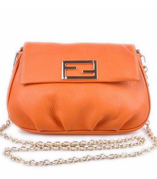 Fendi Mini Pouch Orange Calfskin Leather Handbag