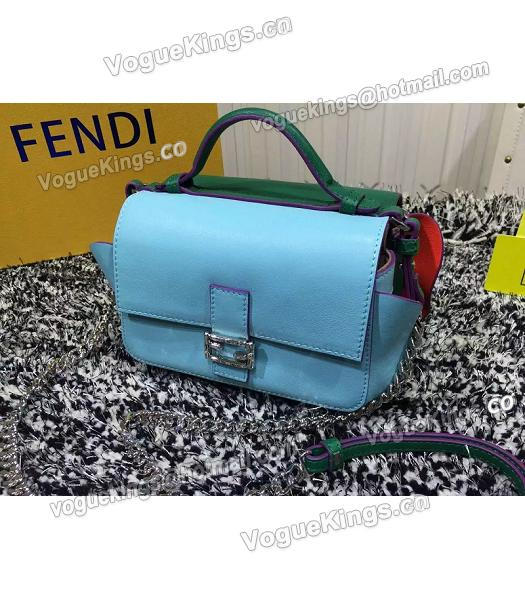 Fendi Mirco Double Baguette Blue&Green Leather Shoulder Bag-2