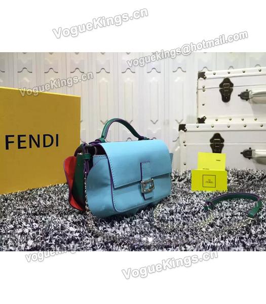 Fendi Mirco Double Baguette Blue&Green Leather Shoulder Bag-3