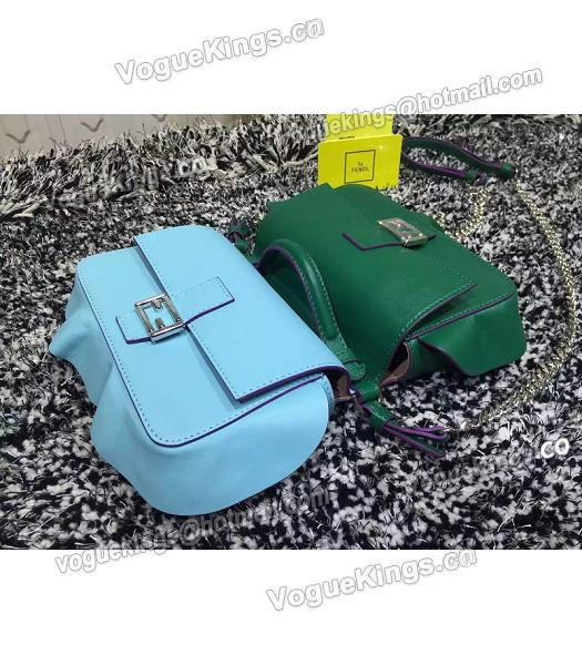 Fendi Mirco Double Baguette Blue&Green Leather Shoulder Bag-6