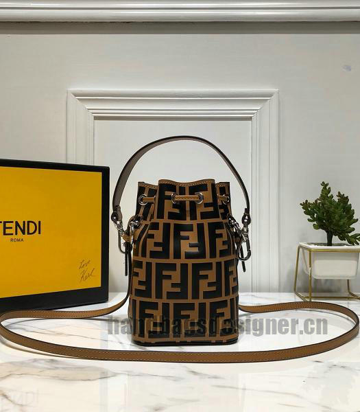 Fendi Mon Tresor FF Brown Calfskin Leather Small Bucket Bag-1