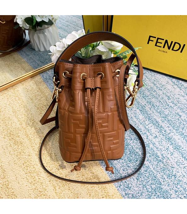 Fendi Mon Tresor FF Brown Original Leather Small Bucket Bag