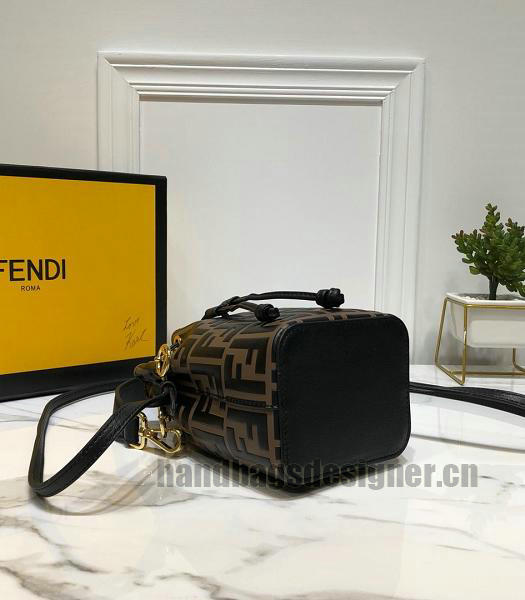 Fendi Mon Tresor FF Coffee Calfskin Leather Small Bucket Bag-1