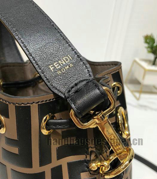 Fendi Mon Tresor FF Coffee Calfskin Leather Small Bucket Bag-3