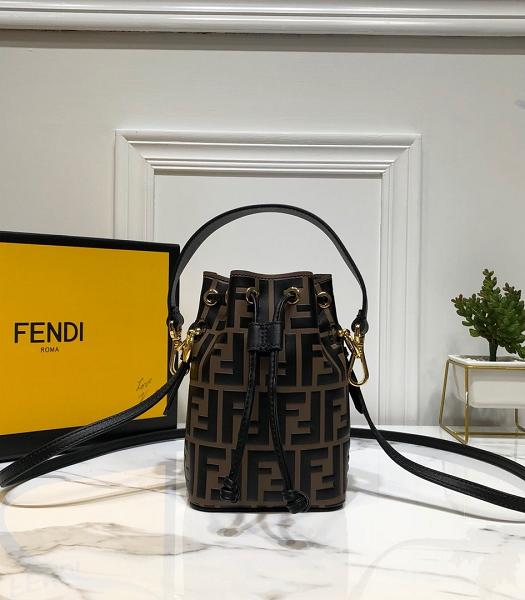 Fendi Mon Tresor FF Coffee Calfskin Leather Small Bucket Bag