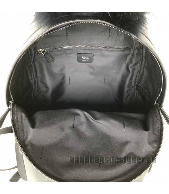 Fendi Monster Eye Black Original Mix Veins Leather Backpack With Hair Ball-4