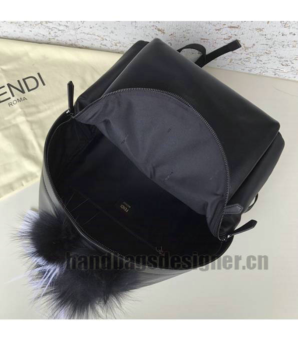 Fendi Monster Eye Black Original Mix Veins Leather Backpack With Hair Ball-5