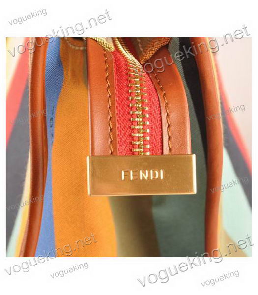 Fendi Multicolor Fabric With BlackYellow Leather Large Shopping Bag-5