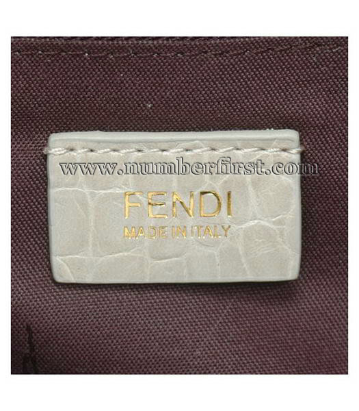 Fendi No. 1 Zucca Satchel Large Handbag Offwhite Croc Veins-5