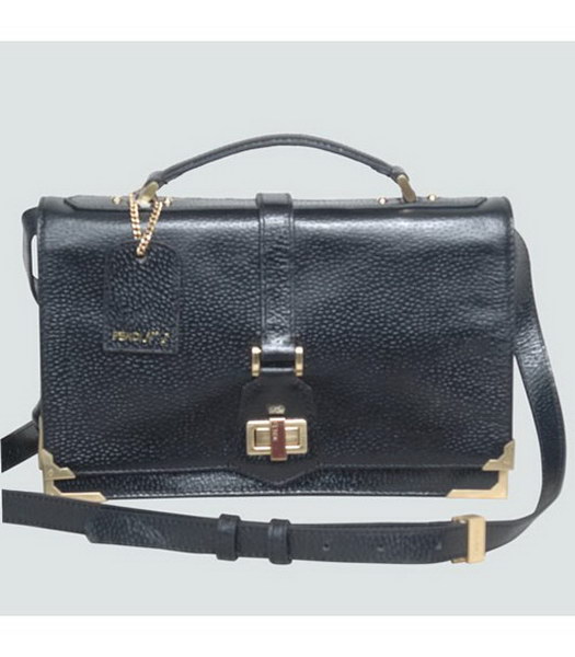 Fendi No. 1 Zucca Satchel Medium Handbag Black Leather