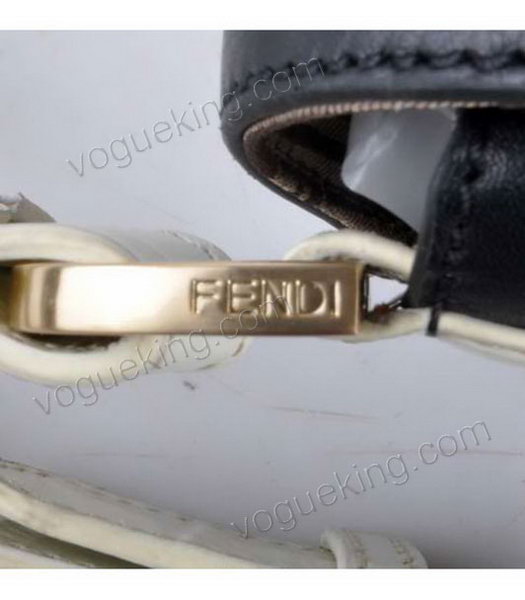 Fendi Offwhite Croc Leather With Black Ferrari Messenger Tote Bag-6