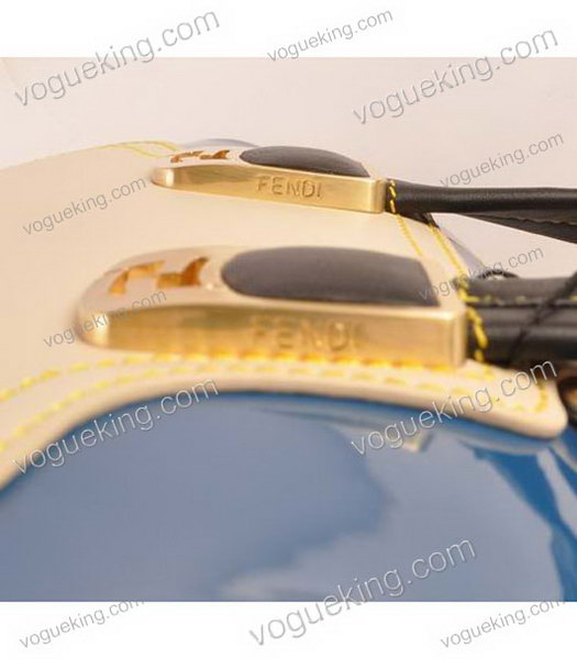 Fendi Offwhite Ferrari With Blue Patent Leather Small Tote Bag-4