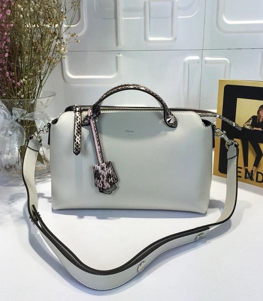 Fendi Offwhite Original Leather With Python Veins Handle 28cm By The Way Bag