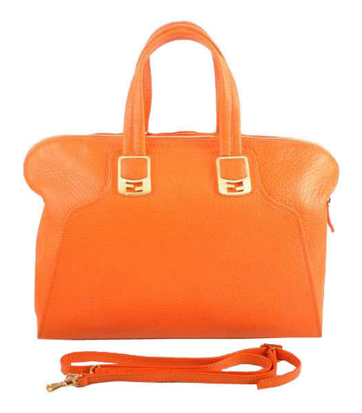 Fendi Orange Calfskin Leather Tote Bag
