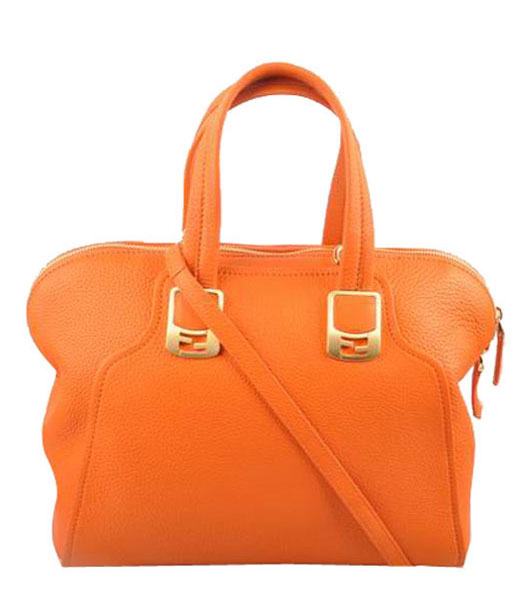 Fendi Orange Imported Calfskin Leather Small Tote Bag