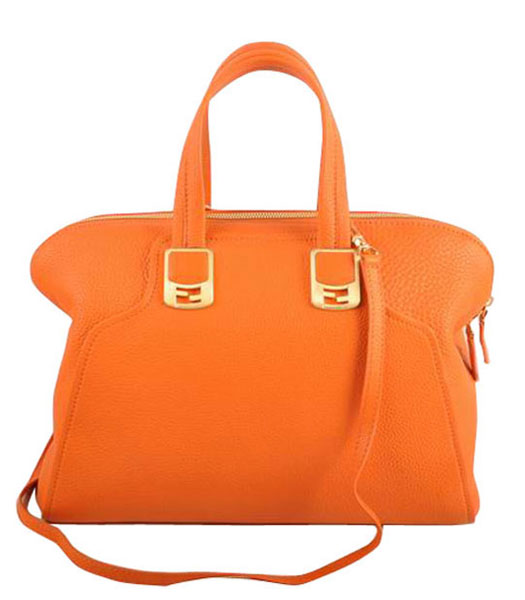 Fendi Orange Imported Calfskin Leather Tote Bag