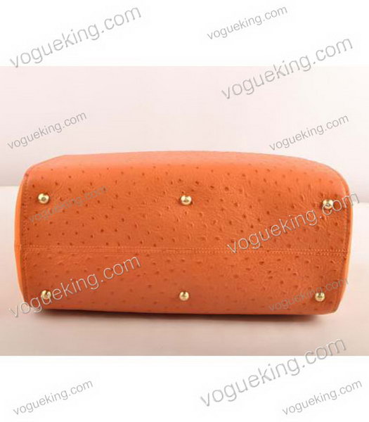 Fendi Orange Ostrich Veins Leather Tote Bag-3