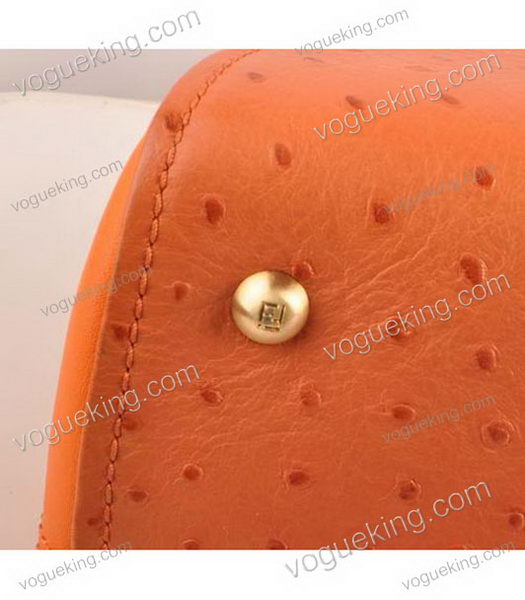 Fendi Orange Ostrich Veins Leather Tote Bag-4
