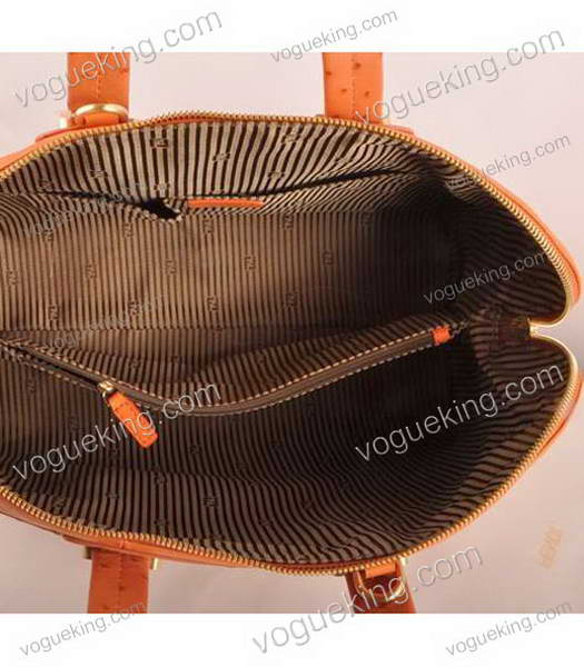 Fendi Orange Ostrich Veins Leather Tote Bag-6