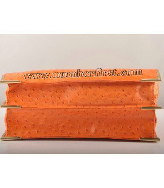 Fendi Ostrich Veins Leather Chain Bag Orange-3