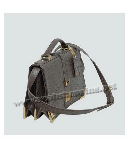 Fendi Ostrich Veins Leather Messenger Bag Dark Grey-1