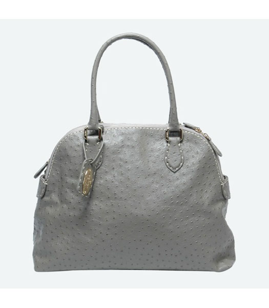 Fendi Ostrich Veins Leather Tote Bag Grey