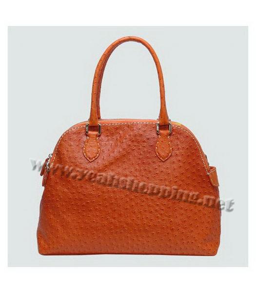 Fendi Ostrich Veins Leather Tote Bag Orange-2