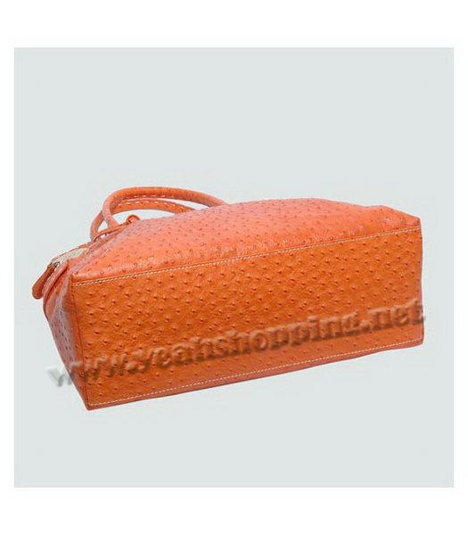 Fendi Ostrich Veins Leather Tote Bag Orange-3