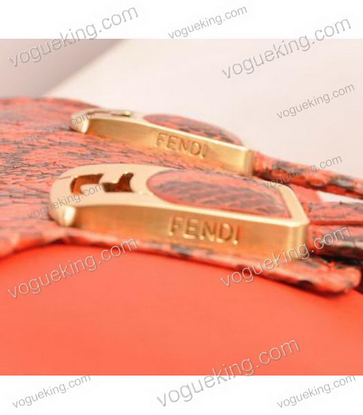 Fendi Peach Snake Veins Leather With Ferrari Leather Tote Bag-5