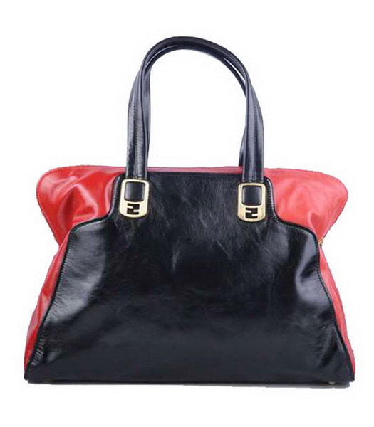 Fendi Peekaboo Black With Red Oil Leather Handbag