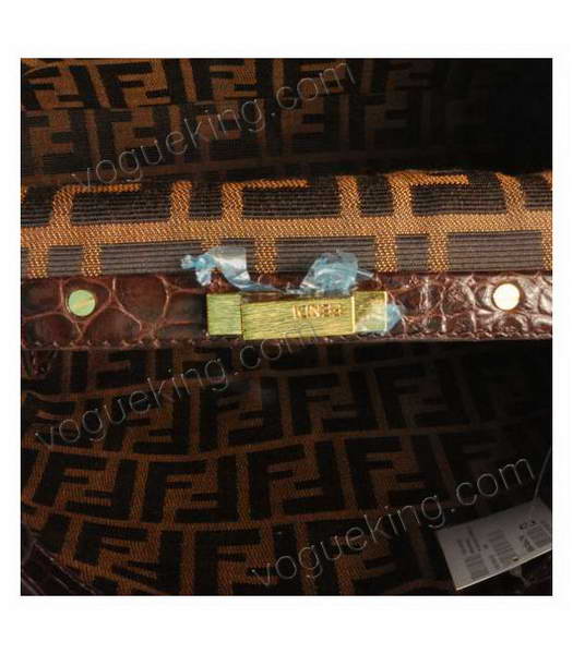 Fendi Peekaboo Coffee Python with Croc Veins Leather Tote Bag -5