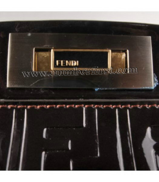 Fendi Peekaboo Embossed Patent Leather Tote Bag Black-5