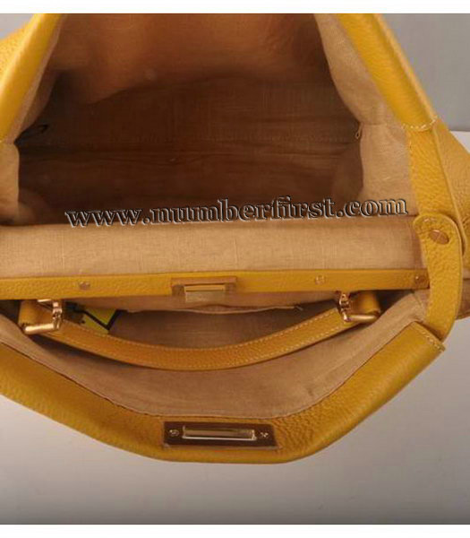 Fendi Peekaboo Horse Head Tote Bag Yellow-1-5