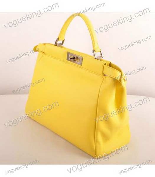Fendi Peekaboo Lemon Yellow Ferrari Leather Large Tote Bag-1