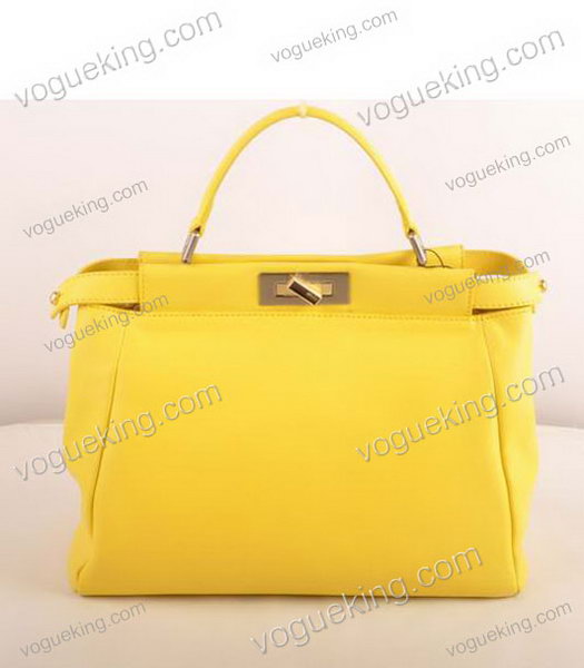 Fendi Peekaboo Lemon Yellow Ferrari Leather Large Tote Bag-2