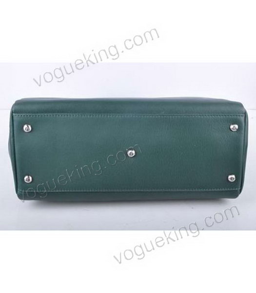 Fendi Peekaboo Medium Jade Green Ferrari Leather Tote Bag With Leather Inside-3