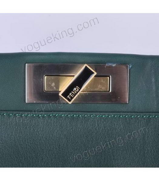 Fendi Peekaboo Medium Jade Green Ferrari Leather Tote Bag With Leather Inside-5