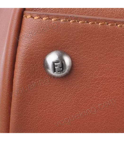 Fendi Peekaboo Medium Light Coffee Ferrari Leather Tote Bag With Leather Inside-5