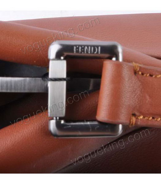 Fendi Peekaboo Medium Light Coffee Ferrari Leather Tote Bag With Leather Inside-6