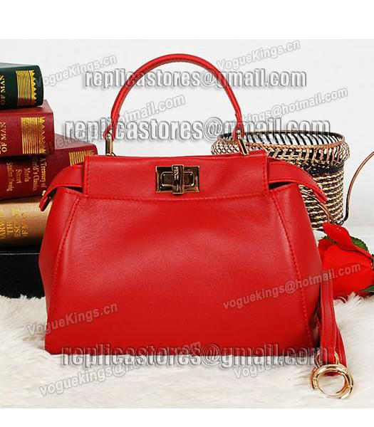 Fendi Peekaboo Original Leather Satchel Bag 2218 In Red-2