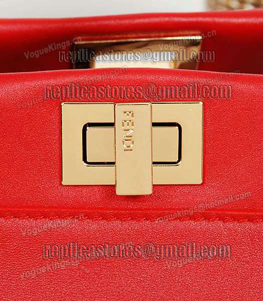 Fendi Peekaboo Original Leather Satchel Bag 2218 In Red-6