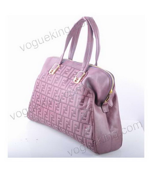 Fendi Peekaboo Purple Embossed Leather Handbag-1