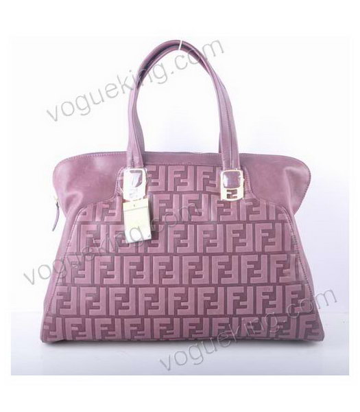 Fendi Peekaboo Purple Embossed Leather Handbag-2