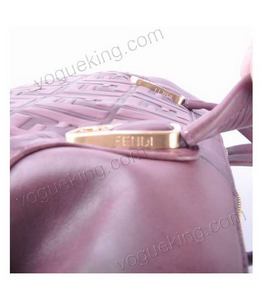 Fendi Peekaboo Purple Embossed Leather Handbag-4