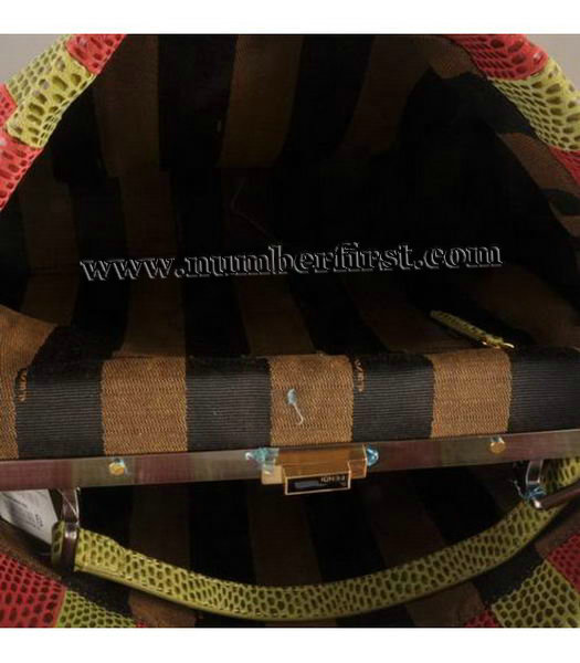 Fendi Peekaboo Snake Leather Tote Bag Light-5