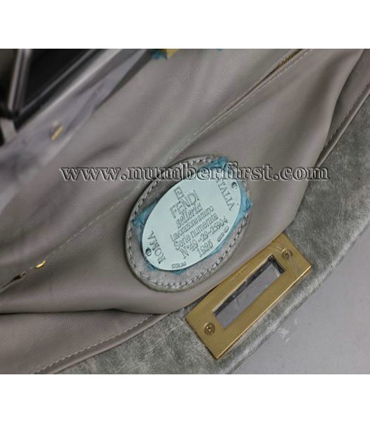 Fendi Peekaboo Tote Bag Silver_Grey_Grey Patent Leather-5