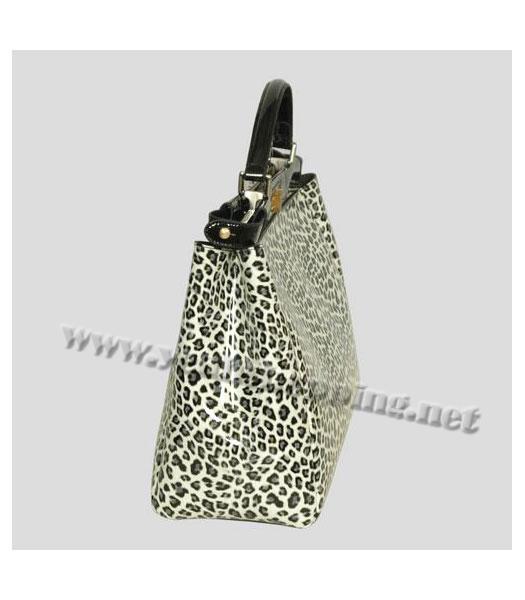 Fendi Peekaboo Tote Bag White Leopard Patent Leather-2