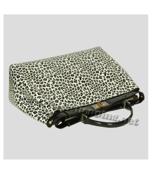 Fendi Peekaboo Tote Bag White Leopard Patent Leather-4